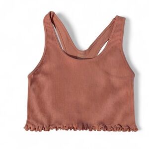 Dynamic Seamless Ribbed Cropped Tank Top Lettuce Hem Pink OS